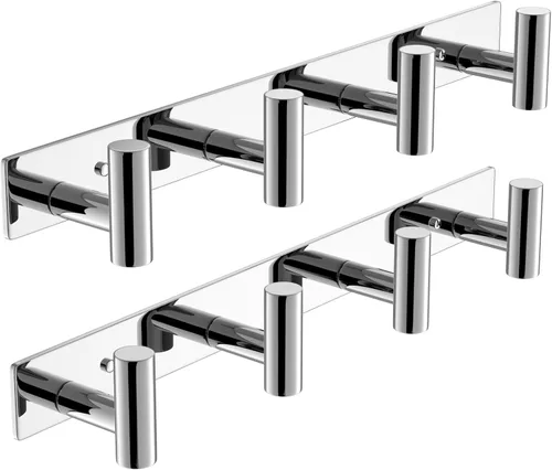 Vista 41 de VAEHOLD Perchero resistente de pared para colgar abrigos, ropa, batas, toallas y sombreros, con 3 ganchos, color negro
