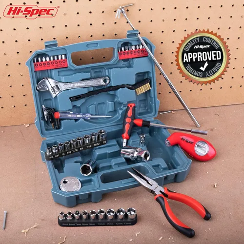 Vista 7 de Hi-Spec - Juego de herramientas compacto de 65 piezas para taller automotriz con medidor digital de presión de neumáticos. Herramientas esenciales