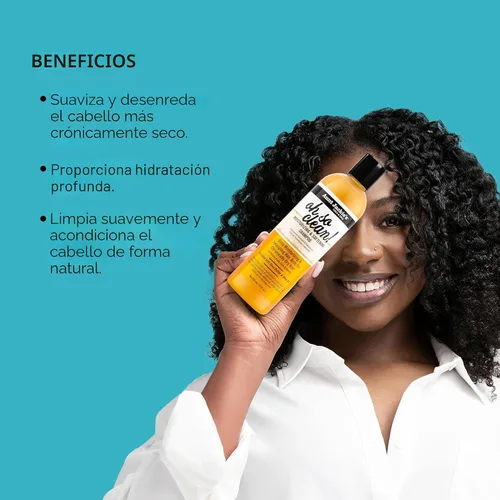 Vista 3 de Aunt Jackie's Curls and Coils Oh So Clean Champú Hidratante Profundo y Suavizante para Cabello para Rizos Naturales, Espirales y Ondas, Enriquecido
