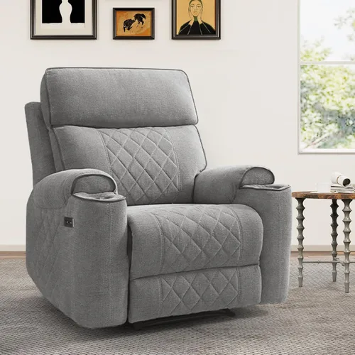 Vista 24 de HAOMARKETS Silla reclinable eléctrica para adultos con puerto USB, sofás reclinables eléctricos de tela suave con portavasos de metal, sillas
