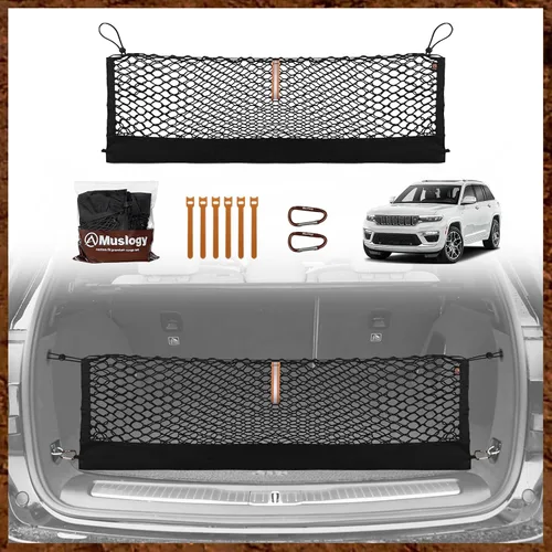 Vista 24 de Muslogy Red de carga para maletero estilo sobre compatible con accesorios Jeep Grand Cherokee L 2021-2024 2025, organizador de maletero de ajuste