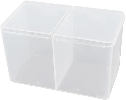 Vista 5 de Organizador de almohadillas de algodón con 2 compartimentos, organizador de brochas de maquillaje, soporte de hisopos de algodón para cosméticos