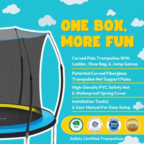 Vista 5 de SkyBound Trampolín – Trampolín grande de 10 pies, 12 pies y 14 pies, aprobado por la ASTM, trampolín resistente para niños y adultos – Trampolín