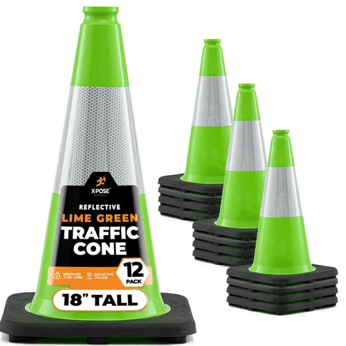 Vista 10 de Xpose Safety Conos de tráfico naranjas de 12 pulgadas con collar de 4 pulgadas, paquete de 4 conos de seguridad de plástico PVC multiusos