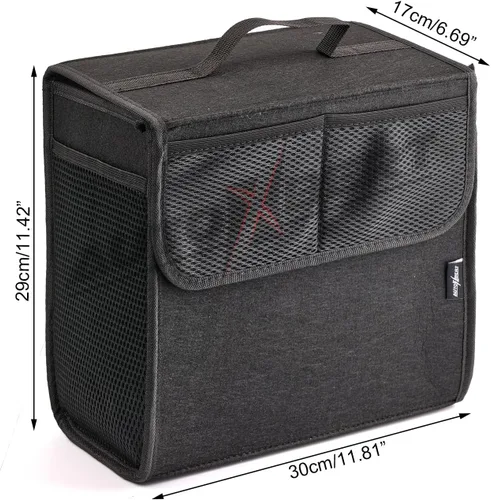 Vista 5 de Organizador de maletero de automóvil, organizador de bolsa de coche de fieltro suave, plegable de 12 x 7 x 12 pulgadas, para Honda CRV Civic Accord
