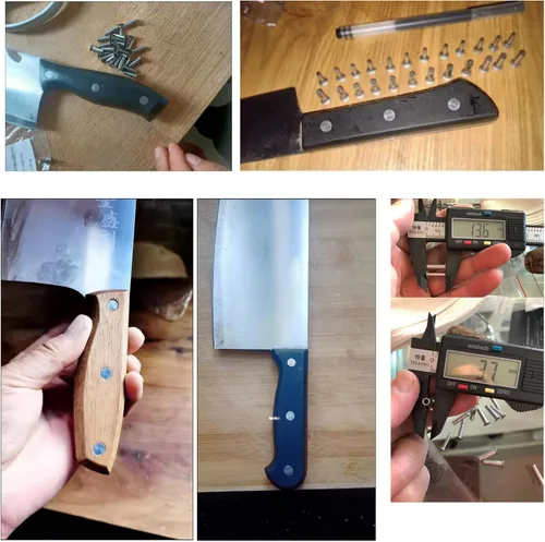 Vista 3 de 9 juegos de mango de cuchillo de cocina, tornillos de fijación de tornillos, tuercas de remache, cuchillos de chef, cortador de tornillos de agarre