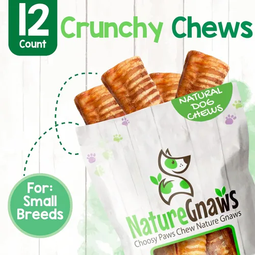 Vista 5 de Nature Gnaws Masticables de tráquea de ternera para perros de 3 pulgadas (12 unidades) – Huesos masticables naturales crujientes de larga duración
