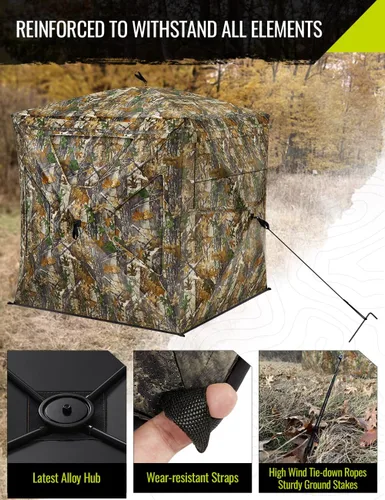 Vista 11 de TIDEWE Hunting Blind 270°Full See Through with Windproof Curtain, Silent Magnetic Door & Sliding Windows, Pop Up Ground Blind with Carrying Bag