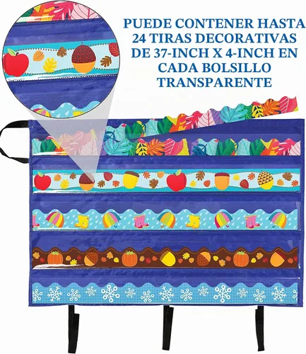 Vista 4 de Carson Dellosa - Paquete de 2 tableros de anuncios para el aula, gráficos de bolsillo de almacenamiento y soluciones de organización para Paquete