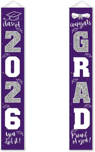 Vista 8 de Decoraciones de graduación 2026, cartel de porche negro dorado para clase de 2026, suministros de fiesta de graduados