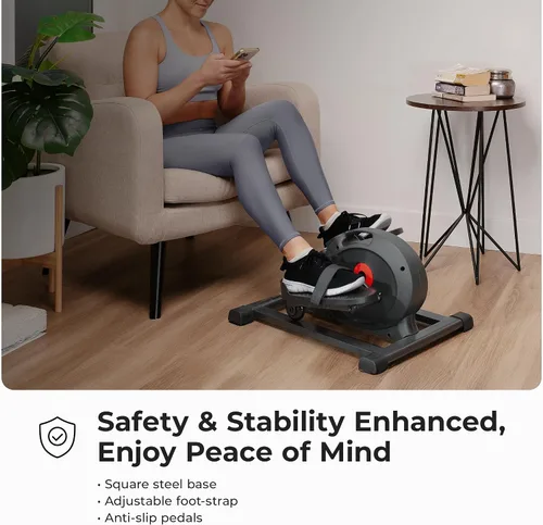 Vista 4 de Sunny Health & Fitness Under Desk Pedal Elliptical Machine Leg Exerciser Joint-Friendly, Quiet Operation, Adjustable Resistance, Compact, Compact