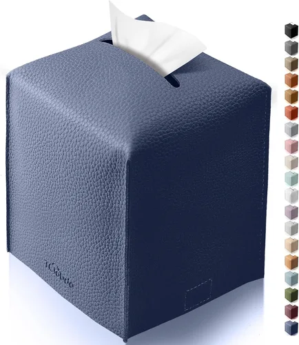 Vista 28 de Funda cuadrada para caja de pañuelos de piel sintética moderna para decoración creativa, paquete de 2, ideal para baños, oficina, coche, mesita