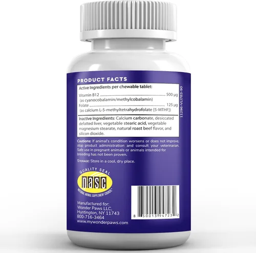 Vista 8 de Wonder Paws Suplemento B12 para perros – Vitamina B-12 para todas las edades, tamaños y razas – Vitamina B12 para perros como metilcobalamina