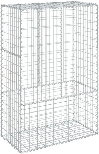 Vista 94 de vidaXL Cesta de gavión con tapa, 39.4 x 19.7 x 39.4 pulgadas, hierro galvanizado rectangular, resistente a la intemperie, montaje sin herramientas