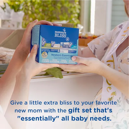 Vista 2 de Mommy's Bliss Kit de 4 piezas de artículos esenciales para recién nacidos y bebés - Con agua anisada, gotas para aliviar los gases, vitamina D 400IU