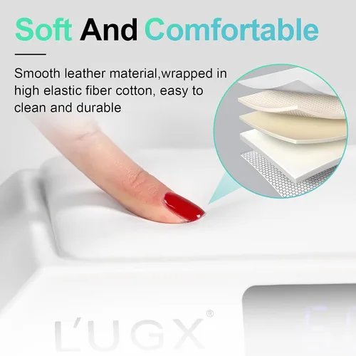 Vista 3 de L'UGX Lámpara Profesional de Curado de Uñas para Secador de Esmalte en Gel 72W Luces LED UV para Uñas con Almohada Reposabrazos y Bandeja Retráctil