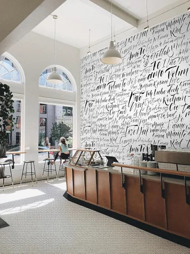Vista 5 de Murwall Hand Drawing Text Wallpaper Modern Calligraphy Hand Drawn Wall Mural Love Letter Drawing Art Wallpaper