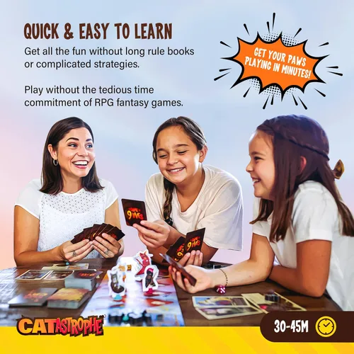 Vista 5 de CATastrophe Un Juego de 9 Vidas El Juego de Mesa Perfecto para la Noche Familiar y Amantes de los Gatos A partir de 10 años 2-6 Jugadores