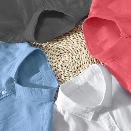 Vista 5 de Men's Long Sleeve Cotton Linen Shirts Casual Plain Simple Loose Button T Shirts Tops with Pocket