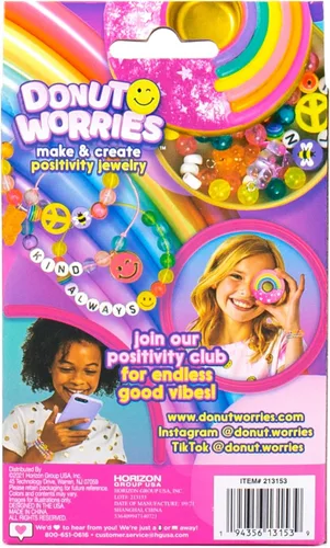 Vista 8 de Donut Worries Make & Create Positivity Jewelry, kits de cuentas coleccionables 2 en 1, joyas significativas para niñas adolescentes, haz tu propio