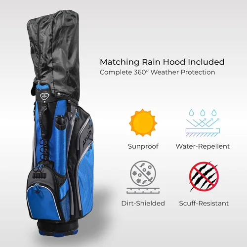 Vista 7 de Bolsa para carrito de golf Bolsa de golf A181 ligera 14 divisores de longitud completa Correas de hombro Múltiples bolsillos
