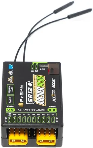 Vista 2 de FrSky Archer Plus SR12+ Receptor 12 canales Gyro integrado de 3 ejes y acelerómetro Múltiples modos de vuelo Antenas desmontables duales Señal