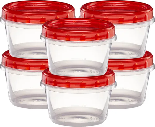 Vista 10 de ELEGANT DISPOSABLES Paquete de 10 recipientes con tapa giratoria de 4 onzas, parte inferior transparente con tapa roja de rosca superior roscada