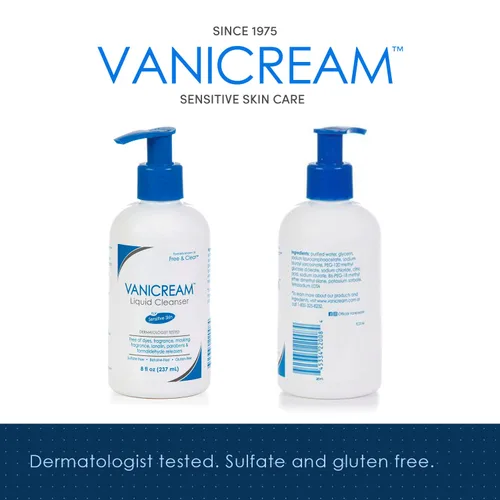 Vista 2 de Vanicream Limpiador líquido, 8 onzas líquidas, fórmula sin perfume, sin gluten para pieles sensibles