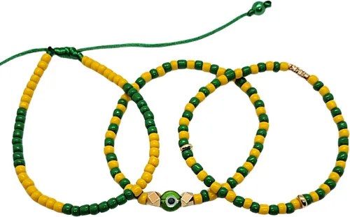 Vista 10 de Hecho a mano contra el mal de ojo orishas joyería de protección Ilde elástico elástico ajustable con cuentas unisex amuleto pulsera conjunto