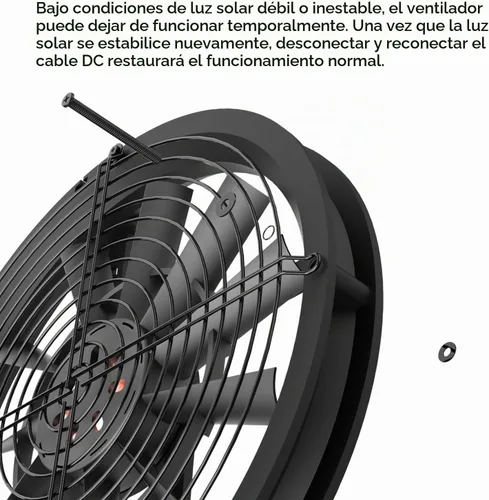 Vista 4 de Ventilador solar, 20 W, resistente a la intemperie, ventilador solar con ventilador de CC para gallineros pequeños, invernaderos, cobertizos, casas