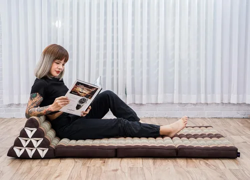 Vista 66 de Leewadee - Cojín Tailandés plegable para el suelo con respaldo para TV, sala de estar, colchón para exterior, 65.7 x 20.9 x 11.8 pulgadas, Kapok