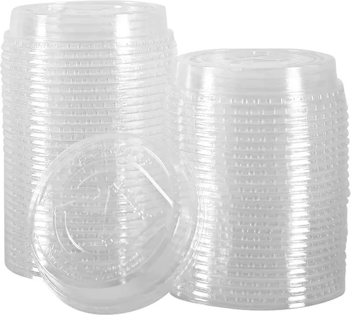 Vista 6 de Eco-Products GreenStripe - Tapas planas de plástico compostable, caja de 1000, agujero perforado para pajilla, se adapta a vasos de 7 y 10 onzas