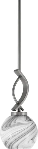 Vista 19 de Toltec Lighting Cavella Stem Colgado Mini colgante, acabado grafito, vidrio de muselina blanca de 4 pulgadas