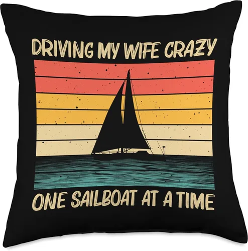 Vista 5 de Funny Sailing Gift Sailboat Accessories & Stuff Cool Men Mom - Almohada náutica de vela, 16 x 16 pulgadas, multicolor