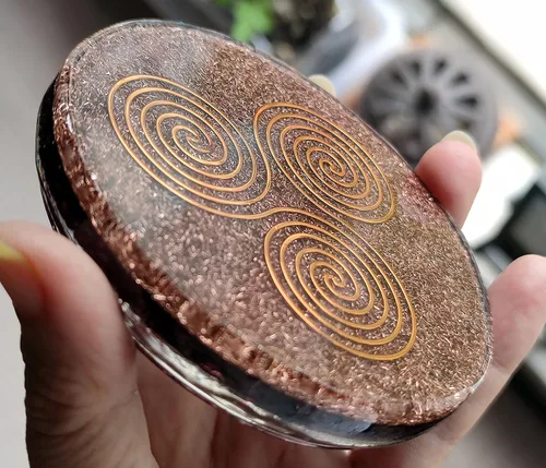 Vista 6 de Gran 4 "Garnet Cristales Metatron's Cube Merkaba Coaster Placa de Carga de Agua Cúpula Energética
