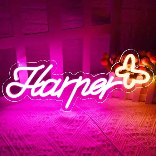Vista 9 de Letrero de neón con el nombre Brianna para decoración de pared, luz de neón LED con el nombre Brianna para dormitorio de niños, decoración de fiesta