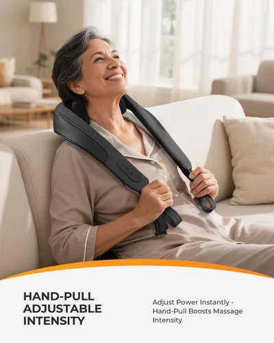 Vista 7 de CooCoCo Masajeador de espalda con calor, cojín de asiento de masaje Shiatsu, almohadilla ajustable para silla de masaje de cuello y espalda Negro
