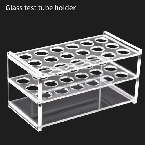 Vista 3 de RUIAN Soporte de tubo de ensayo de acrílico para laboratorio, 18 pocillos, 0.669 in de diámetro para tubos de centrífuga de 0.3 fl oz, transparente