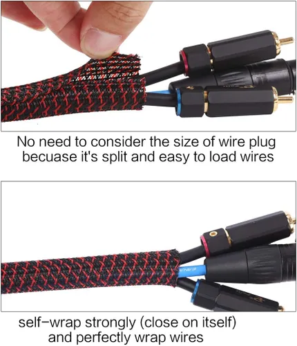 Vista 15 de Alex Tech Protector de cable de 10 pies y 1/2 de pulgada, funda dividida para cable USB, cable de alimentación, de audio y video, protege los cables