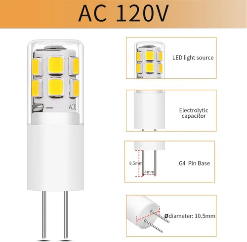 Vista 3 de I-SHUNFA Bombilla LED G4 CA 120V Blanco Frío Paquete de 10