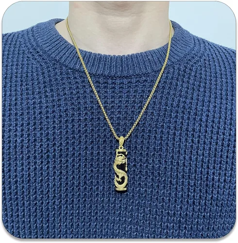 Vista 6 de PEAS Collar chapado en oro de 18 quilates con colgante de dragón envuelto en cristal