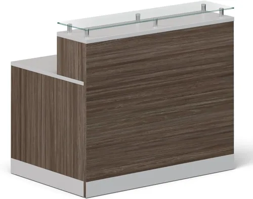 Vista 4 de NBF Recepción Mostrador superior de cristal para vestíbulo de oficina, 48" W, Driftwood Gris