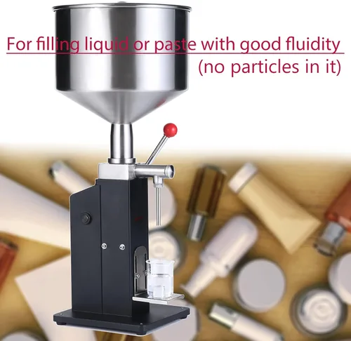 Vista 5 de Máquina manual de llenado de líquido y pasta KIMTEM, llenador de botellas ajustable 5-50ml A03