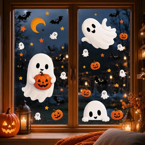 Vista 11 de 3 hojas de calcomanías luminosas de murciélago de Halloween que brillan en la oscuridad, calcomanías luminosas de murciélagos de Halloween