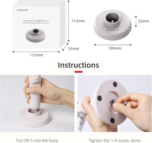Vista 7 de OM 5 Base para DJI OM 5 Smartphone 3-Axis Handheld Gimbal Stabilizer, para iPhone y Android Smartphones OM5 Adaptador Soporte Accesorios (Beige)