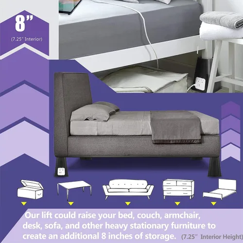 Vista 5 de Bee Neat Elevadores de cama de 7.25 pulgadas para dormitorios universitarios – Elevadores de muebles para camas, mesas, sillas y patas de sofá