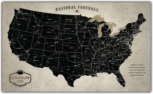 Vista 13 de HolyCowCanvas Rastreador de mapas de estadio de fútbol de lona personalizado con alfileres, pelotas de fútbol de metal, regalo deportivo