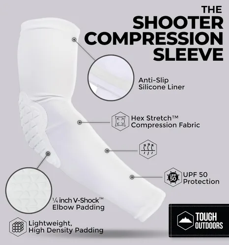 Vista 3 de Tough Outdoors Manga acolchada para el brazo, manga de codo acolchada, manga de brazo de baloncesto, manga para codo de voleibol, almohadilla