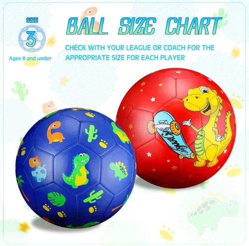 Vista 3 de HyDren Balón de fútbol para niños, tamaño 3 con inflador, diseño oficial de dibujos animados, duradero, para deportes al aire libre, interior, juego