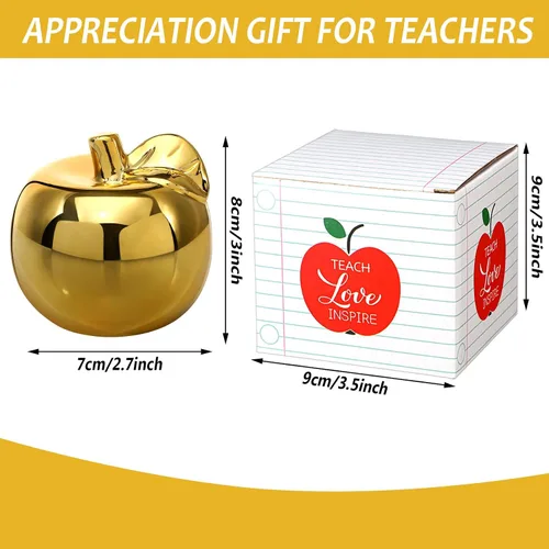Vista 2 de Outus 1 Uds. Manzanas doradas, regalos de la semana de agradecimiento al profesor, regalos de cerámica, premio de manzana dorada para mujeres
